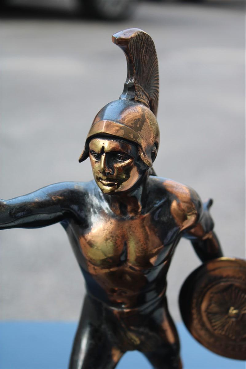 Metal Figurative sculpture in aged metal of a Roman warrior Gladiator 1950 For Sale