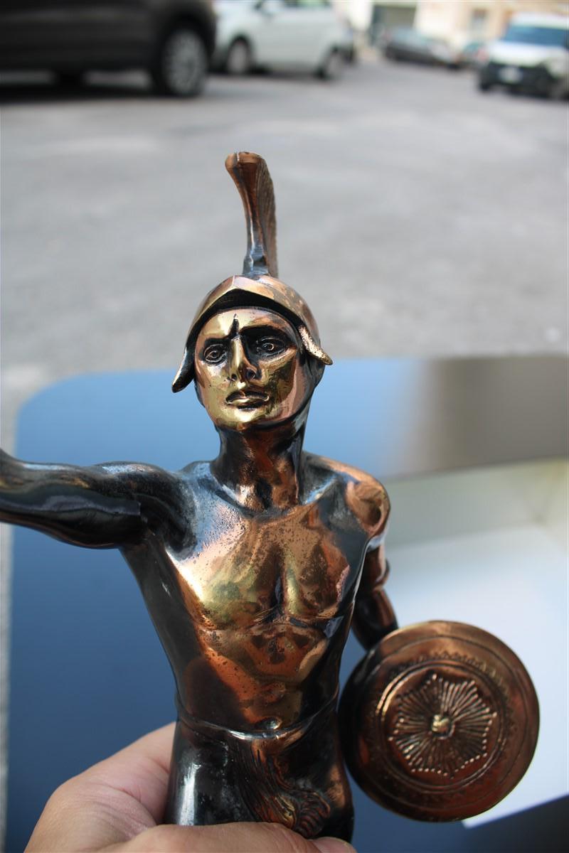 Figurative sculpture in aged metal of a Roman warrior Gladiator 1950 For Sale 3