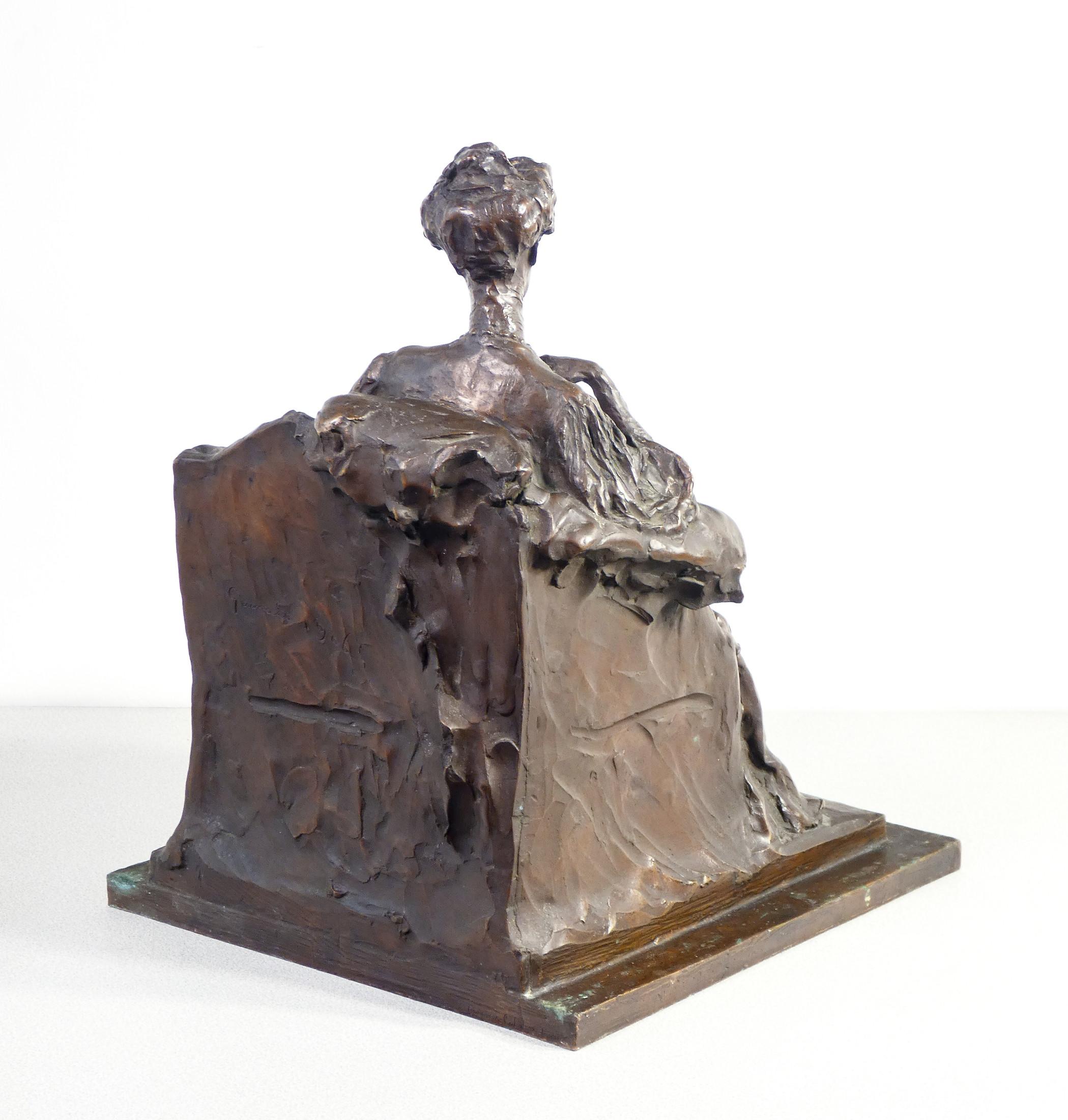 Sculpture signed E. RUBINO Seated woman, Art Nouveau style. Bronze. Turin, 1906 5