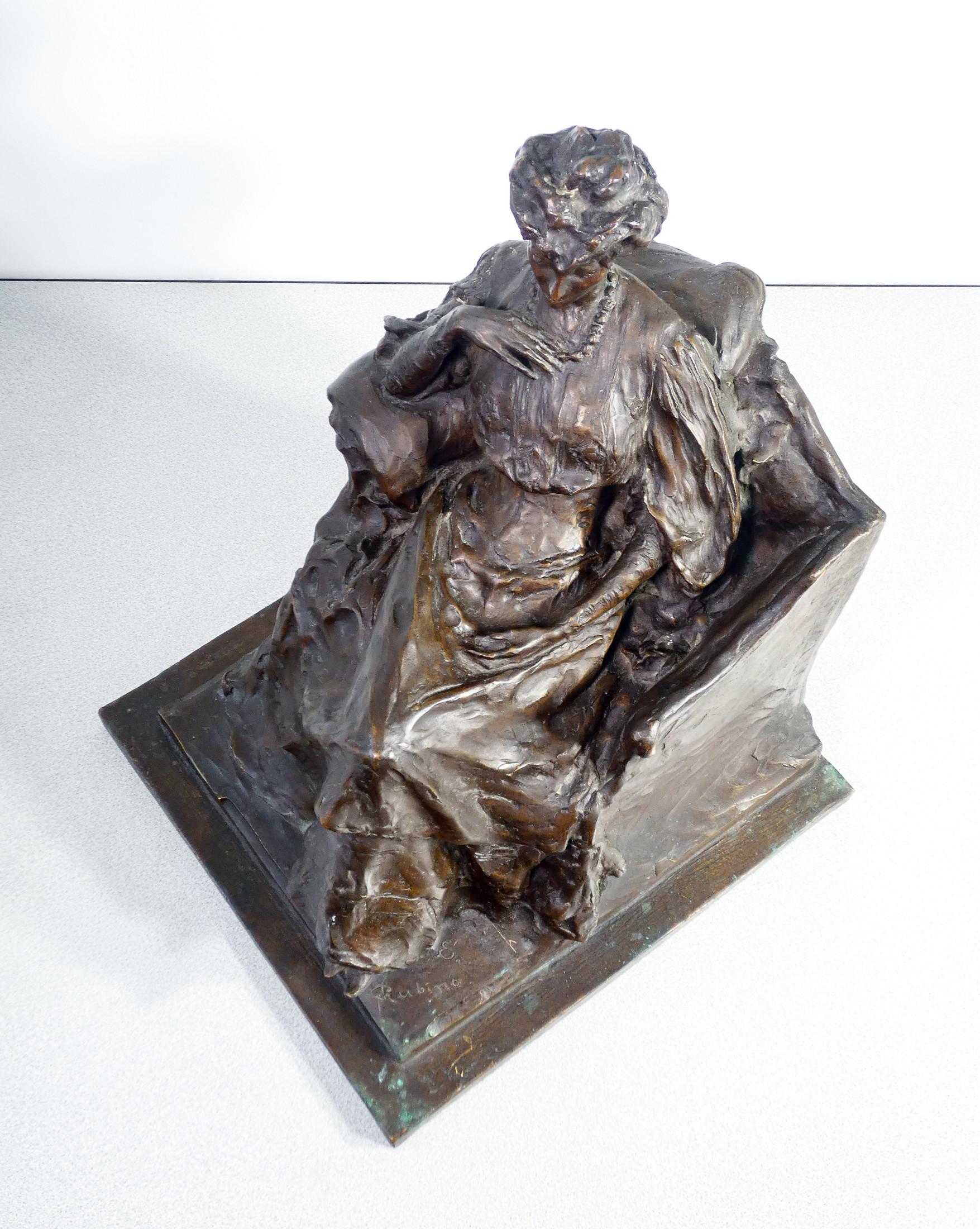 Sculpture signed E. RUBINO Seated woman, Art Nouveau style. Bronze. Turin, 1906 9