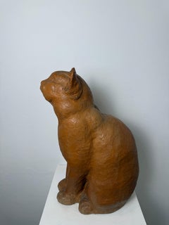 Escultura de un gato sentado en terracota - Siglo XIX. Montelupo Fiorentino, Toscana