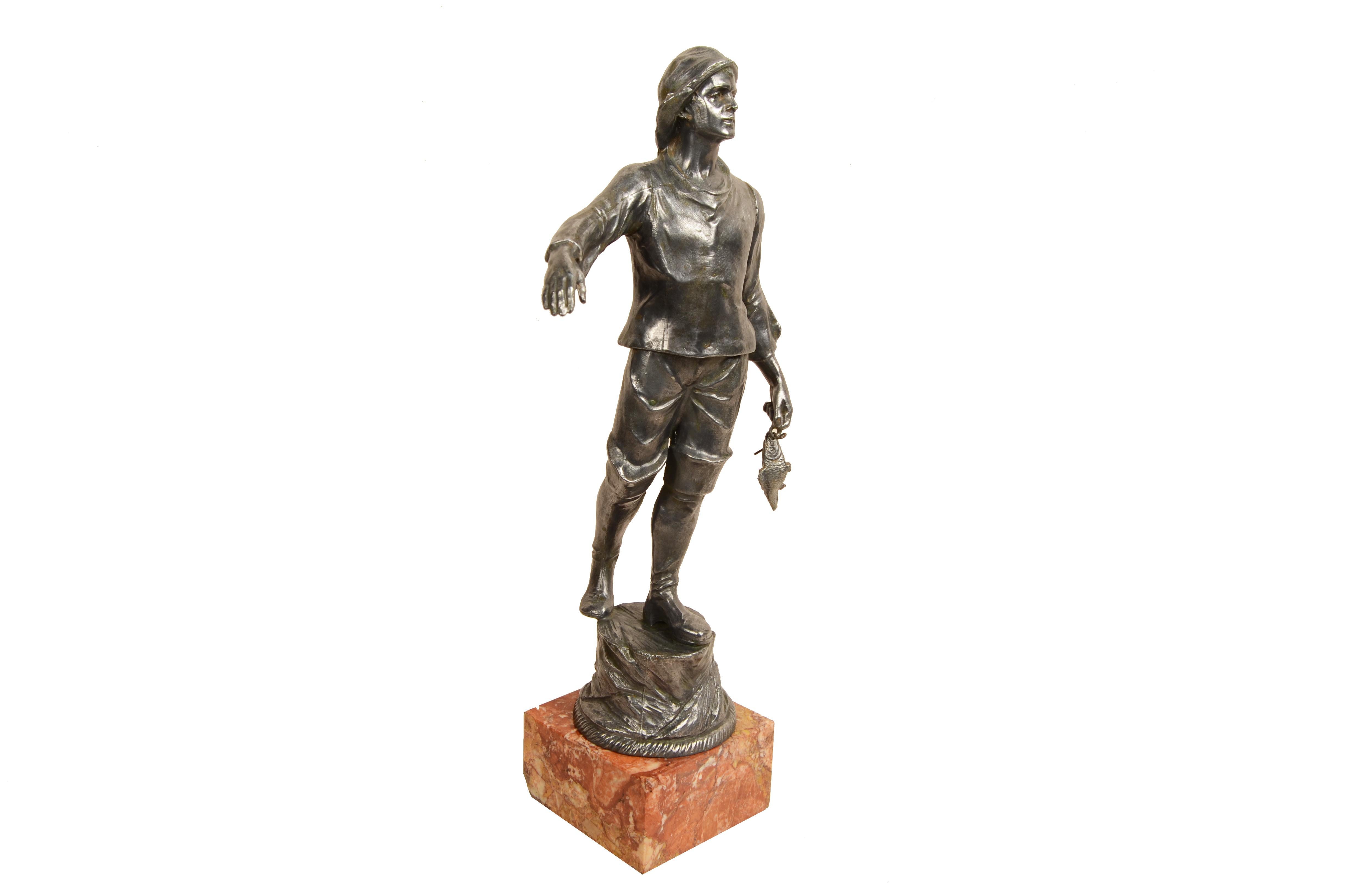 Antimon-Skulptur mit der Darstellung eines Matrosen Französische Herstellung Anfang des 20 (Metall) im Angebot
