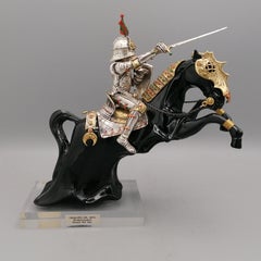 Italian 925 silver sculpture depicting Russian knight in armor
