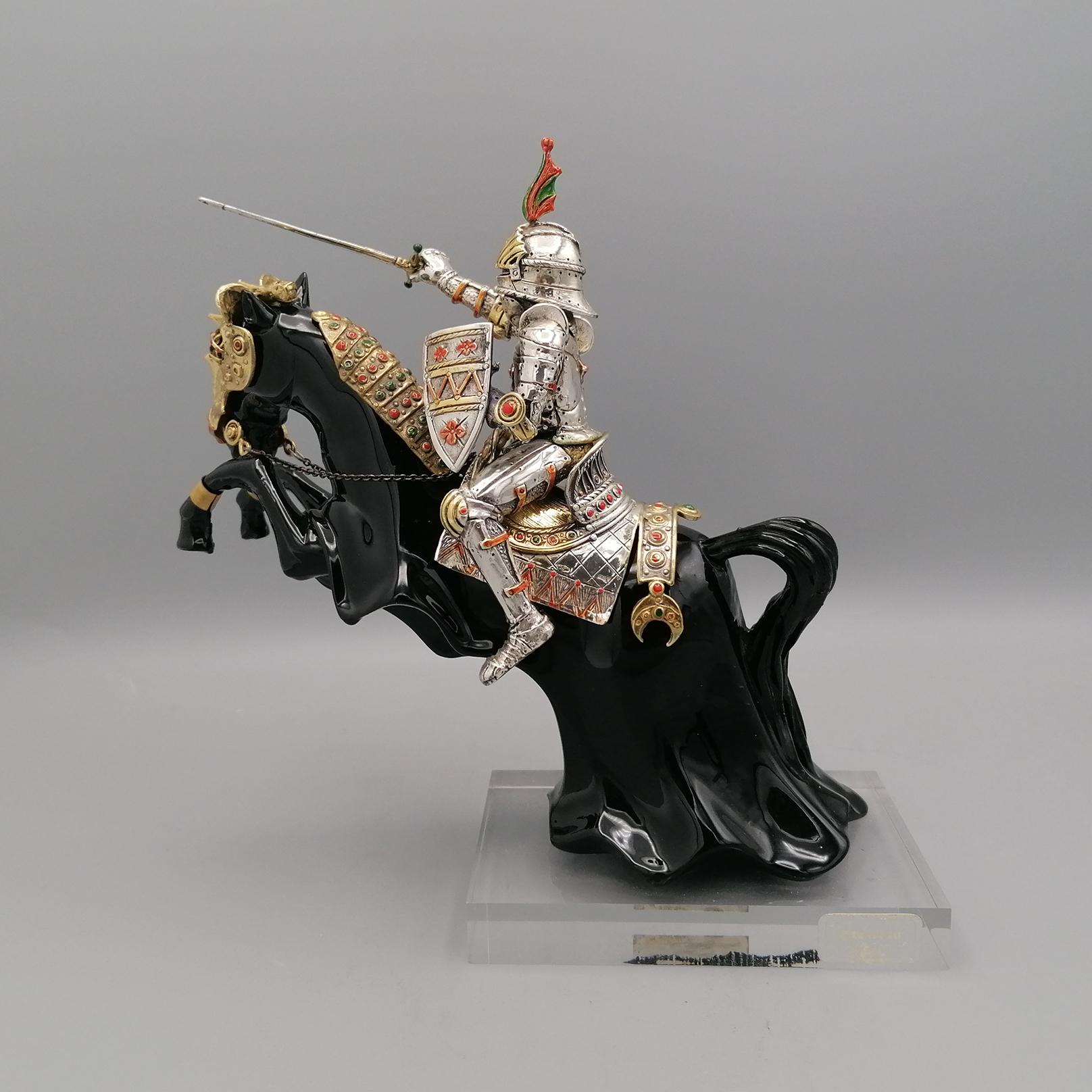 Other Italian 925 silver sculpture depicting Russian knight in armor   For Sale