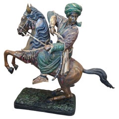 Bronze Sculpture: Oriental Knight on Horseback