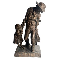 Scultura in Bronzo di Due Figure 'I Capricci' di Edmondo Furlan Anni 60