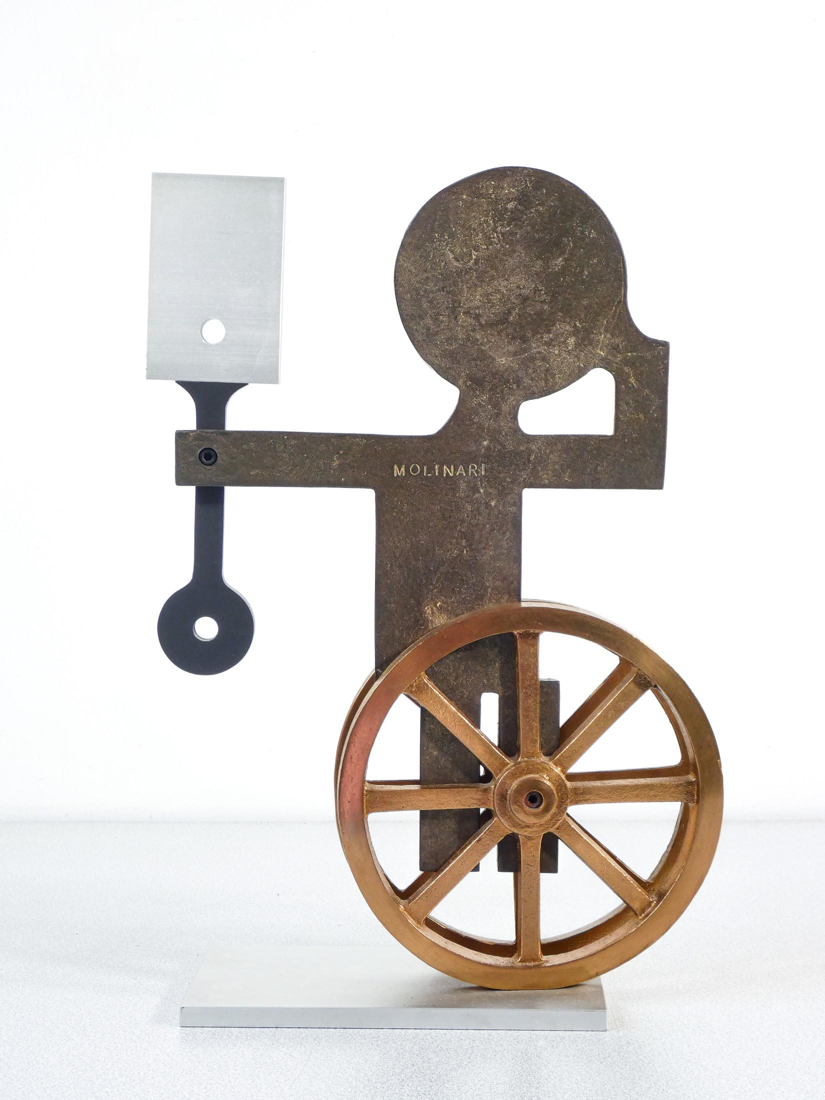 Sculpture en bronze de Mario MOLINARI. Figure avec roues et piston. Italie, années 1960 en vente 3