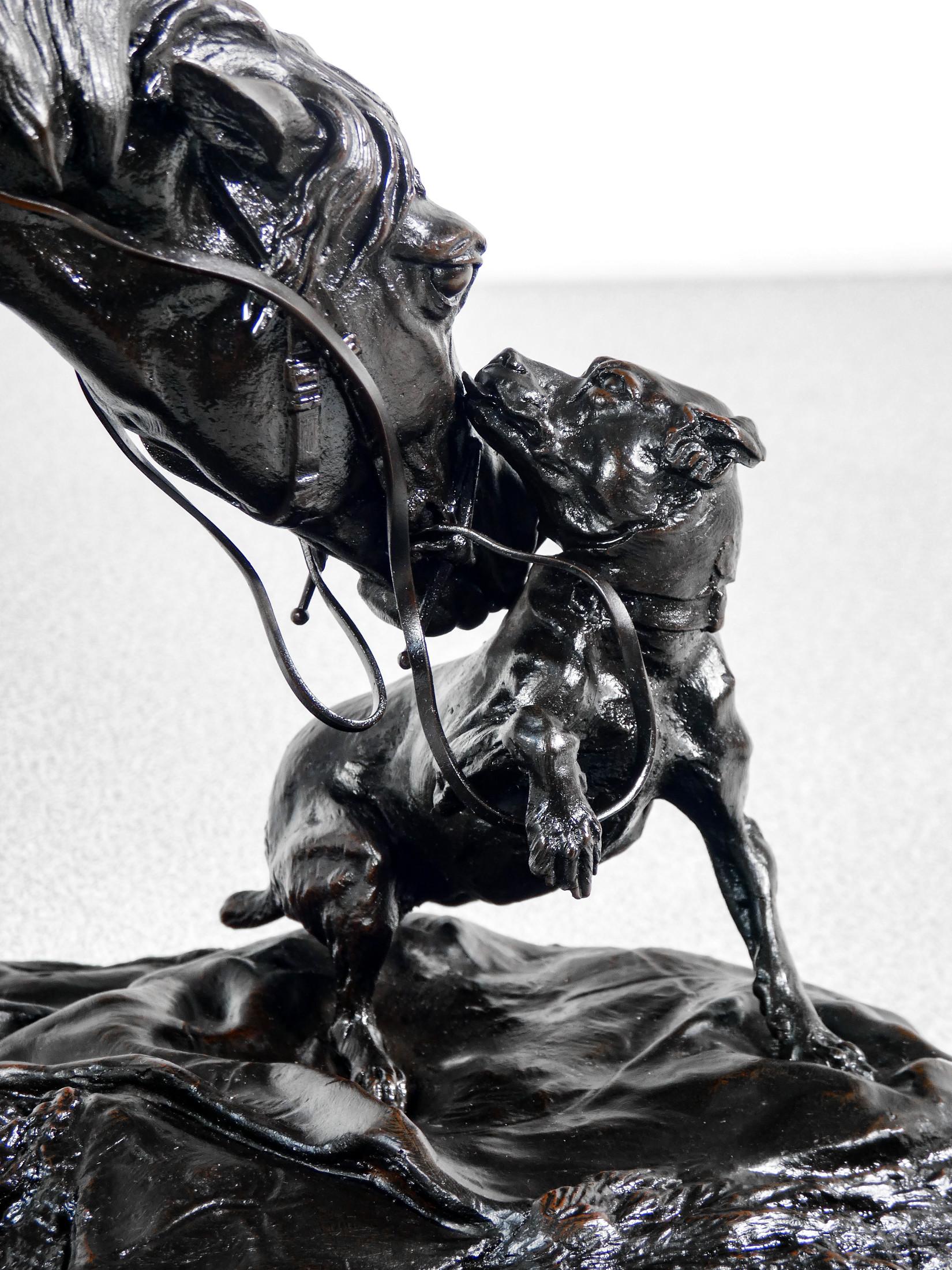 Scultura in bronzo firmata Pierre-Jules MÈNE Jules Jouant Avec un Chien. 1800 9