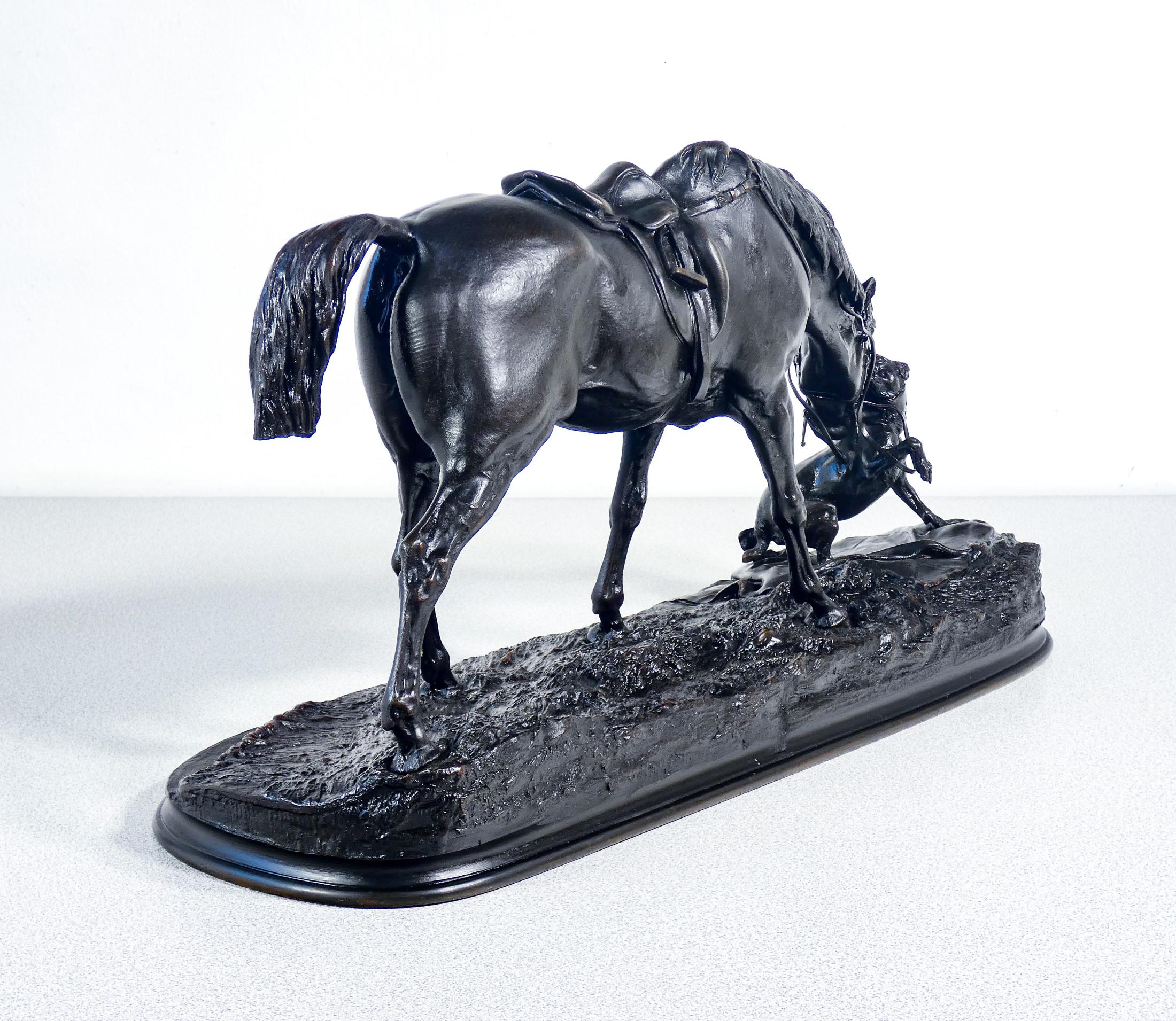 Bronzo Scultura in bronzo firmata Pierre-Jules MÈNE Jules Jouant Avec un Chien. 1800