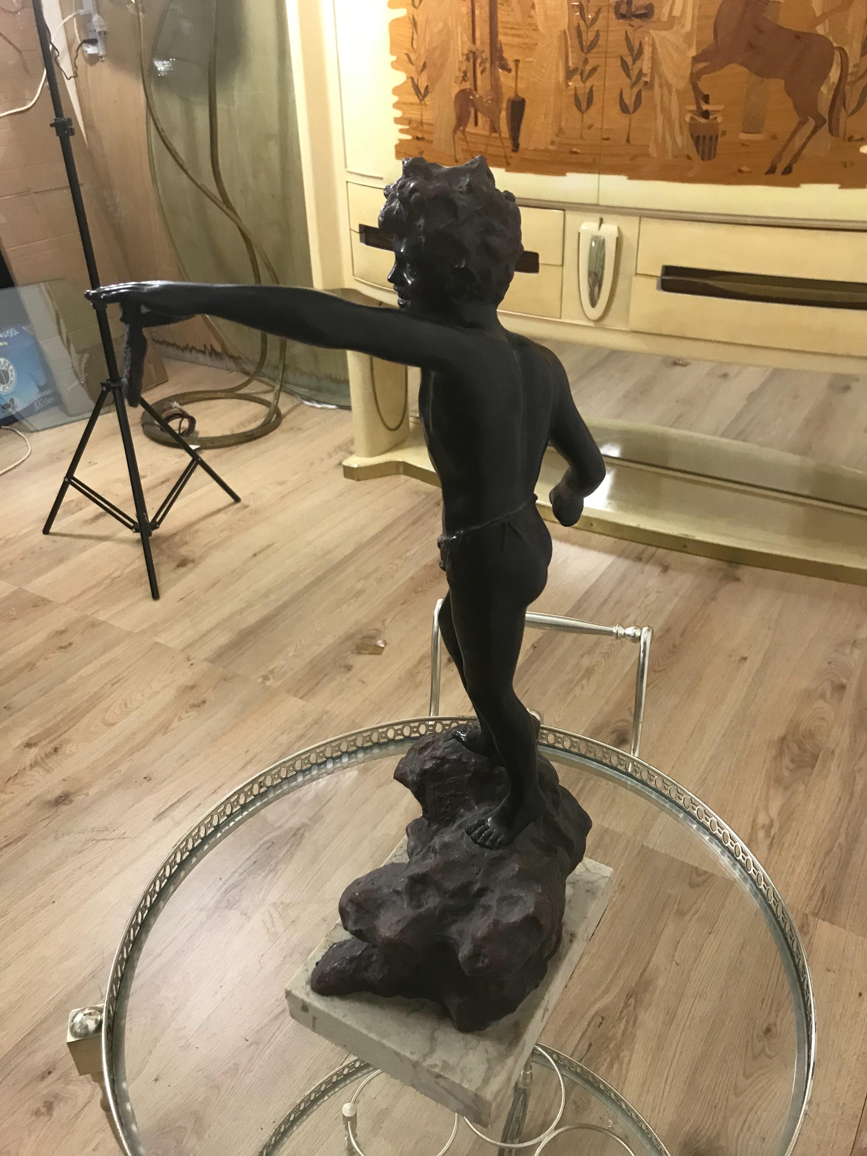 Art nouveau Incroyable sculpture italienne en bronze en vente