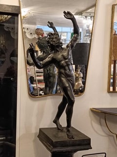 Patinated Bronze Sculpture "Dancing Faun of Pompeii," Italy 1950s