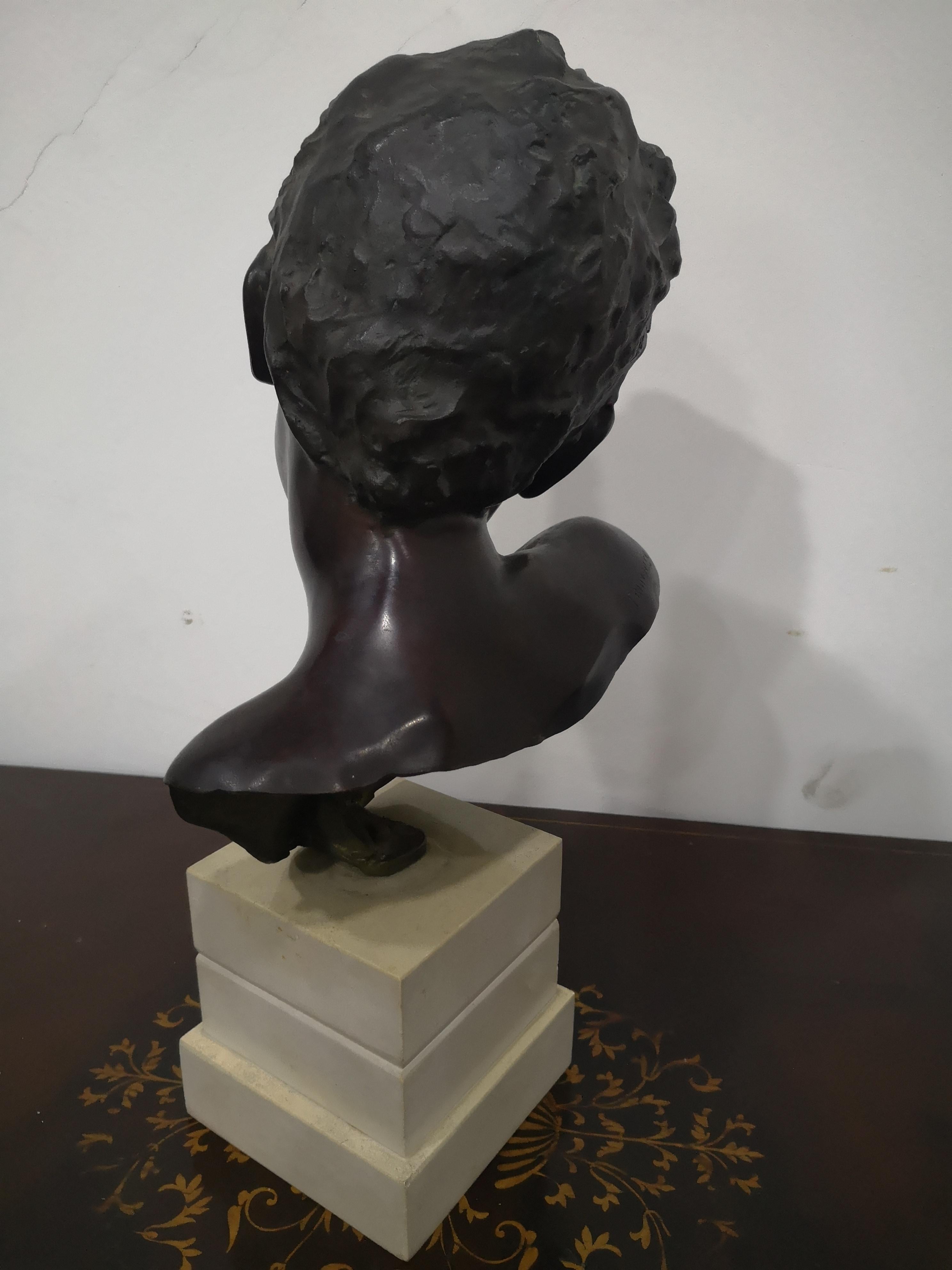Scultura in bronzo Testa di giovane di Giuseppe Franzese inizi 900 For Sale 2