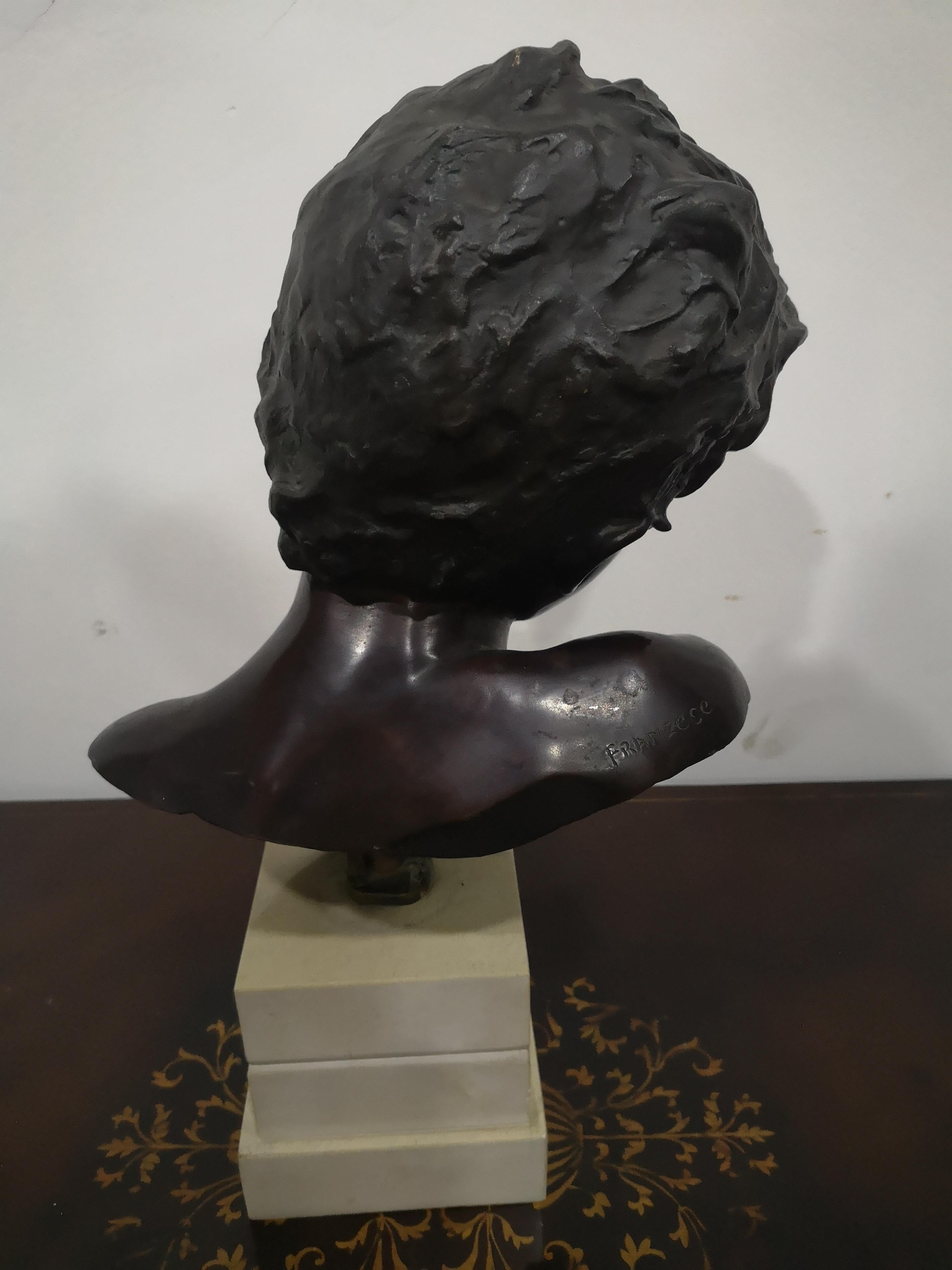 Scultura in bronzo Testa di giovane di Giuseppe Franzese inizi 900 For Sale 4