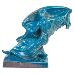 Scultura in ceramica del ATELIER PRIMAVERA, Donna con Velo. Arte Deco. 1930s