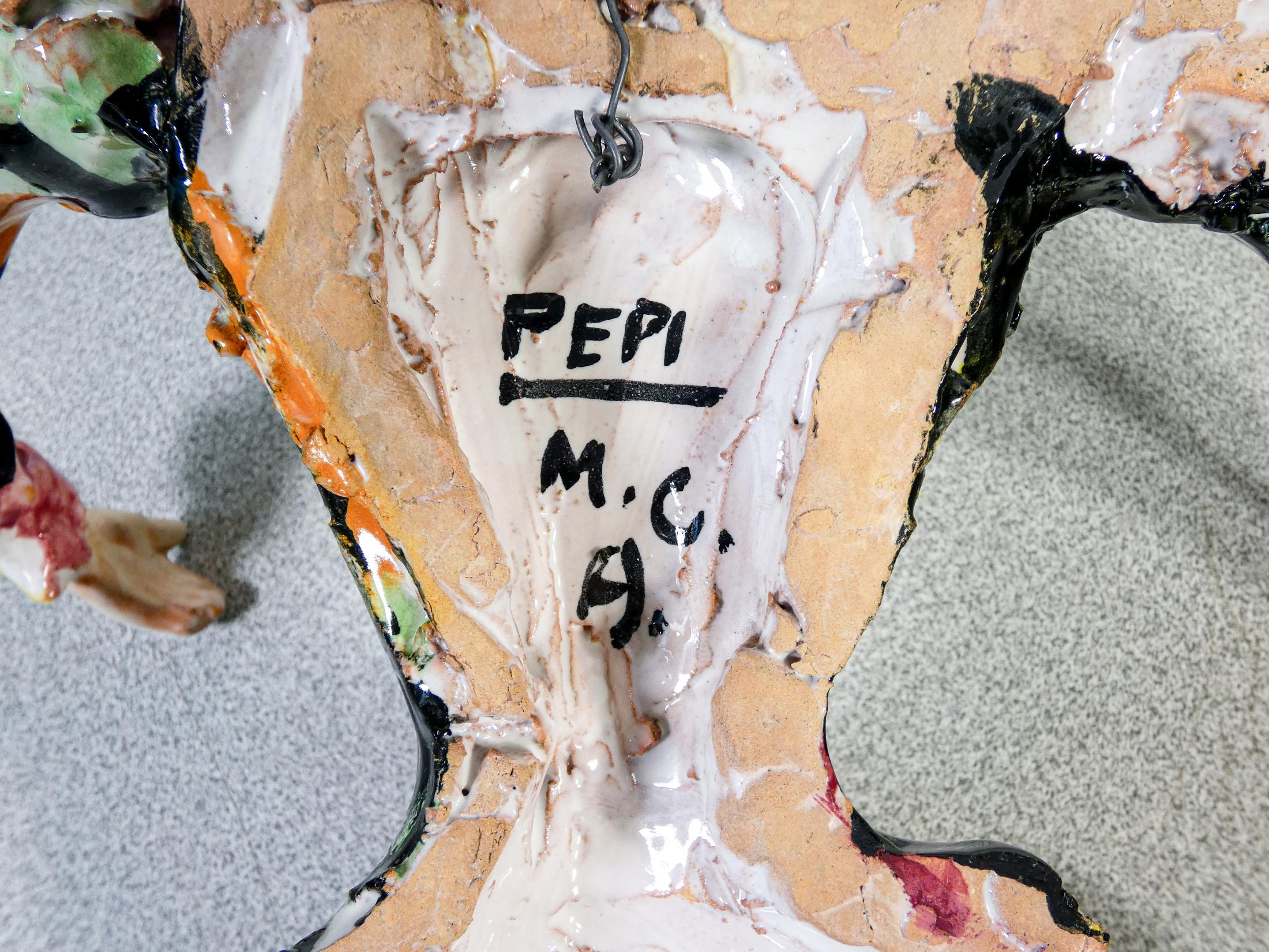 Ceramic sculpture of Harlequin signed Pepi M.G.A. Giuseppe MAZZOTTI For Sale 8