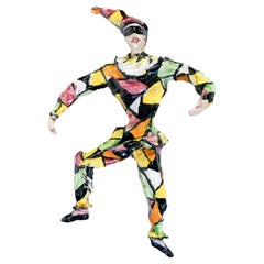 Scultura en céramique d'Arlecchino firmata Pepi M.G.A. Giuseppe MAZZOTTI