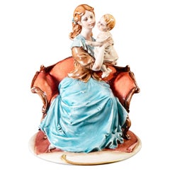 Scultura in ceramica di Donna con Bambino. Bruno MERLI, Capodimonte