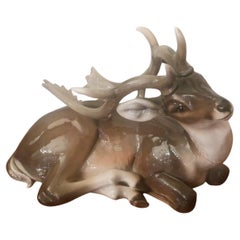 Vintage Goldscheider ceramic sculpture depicting a deer