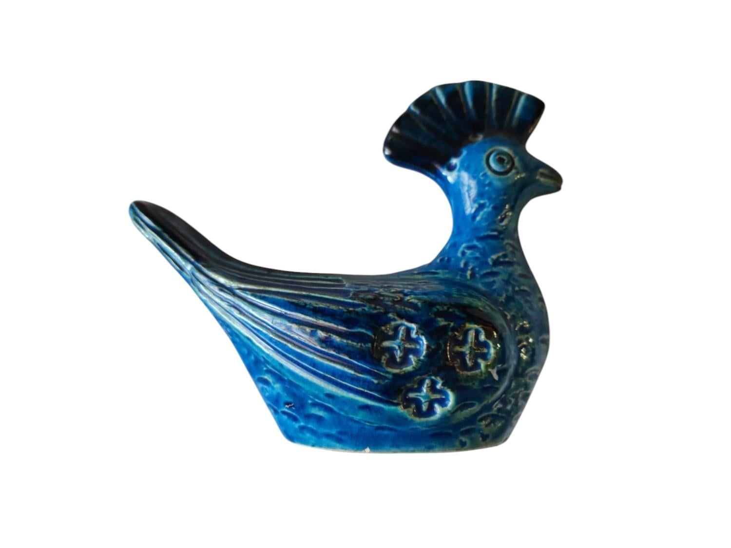 Escultura de cerámica 'Pavoncella' diseño Aldo Londi para Bitossi, 1960 Azul Rimini en venta 1
