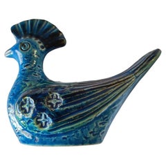Ceramic sculpture "Pavoncella" design Aldo Londi for Bitossi, 1960 Rimini blue
