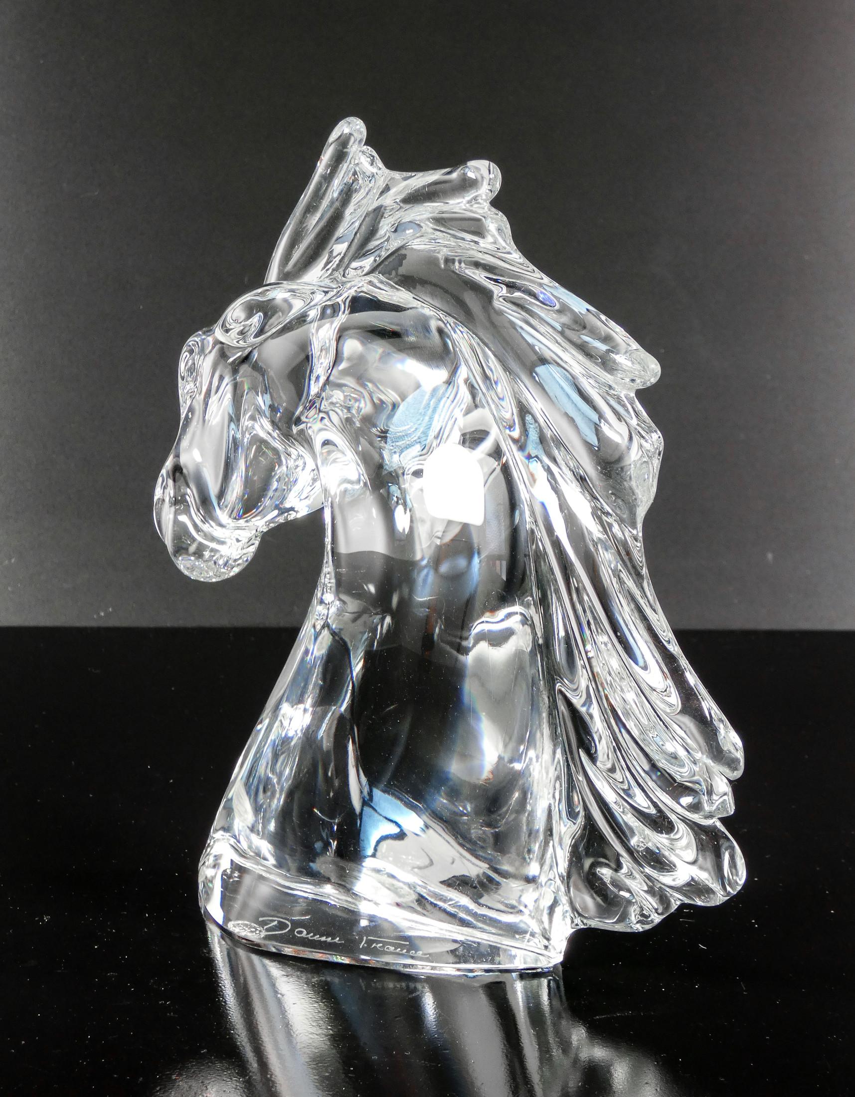 Scultura in cristallo DAUM France. Testa di Cavallo. Francia, Anni 90 in vendita 1