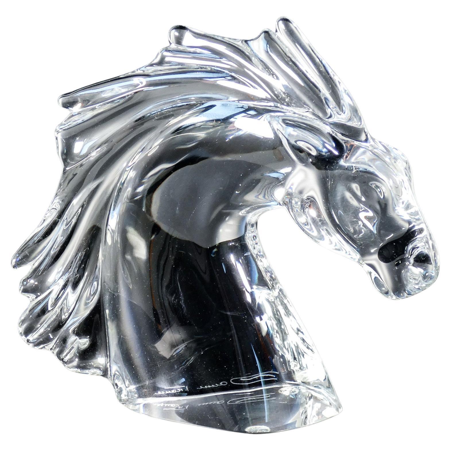 Scultura in cristallo DAUM France. Testa di Cavallo. Francia, Anni 90