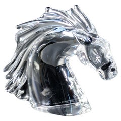 DAUM France crystal sculpture. Horsehead. France, 1990s