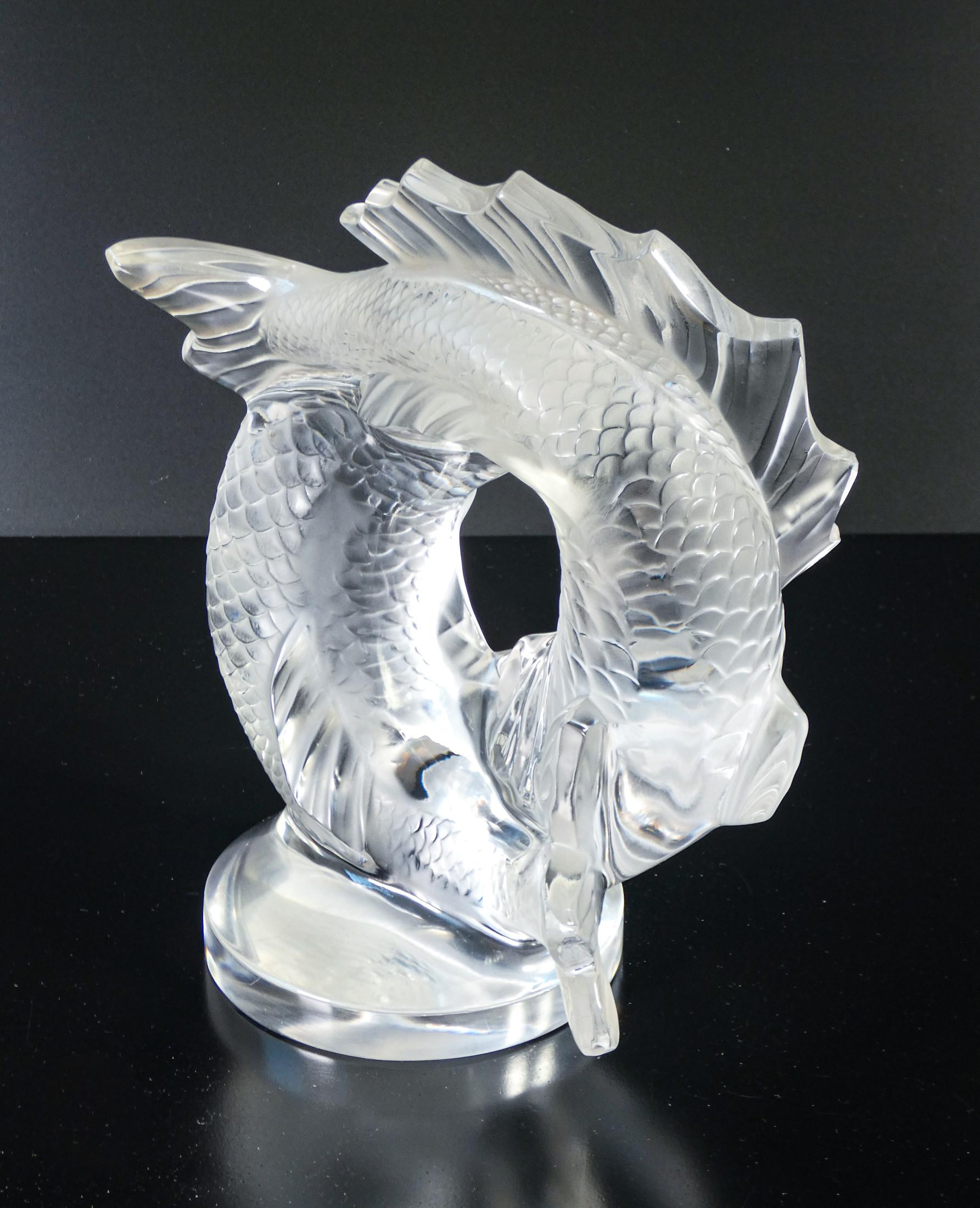 Scultura in cristallo firmata LALIQUE Coppia di Carpe Koi. Francia, Anni 70 4