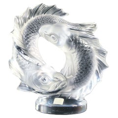 Crystal sculpture signed LALIQUE Pair of Koi Carp. France, 1970s