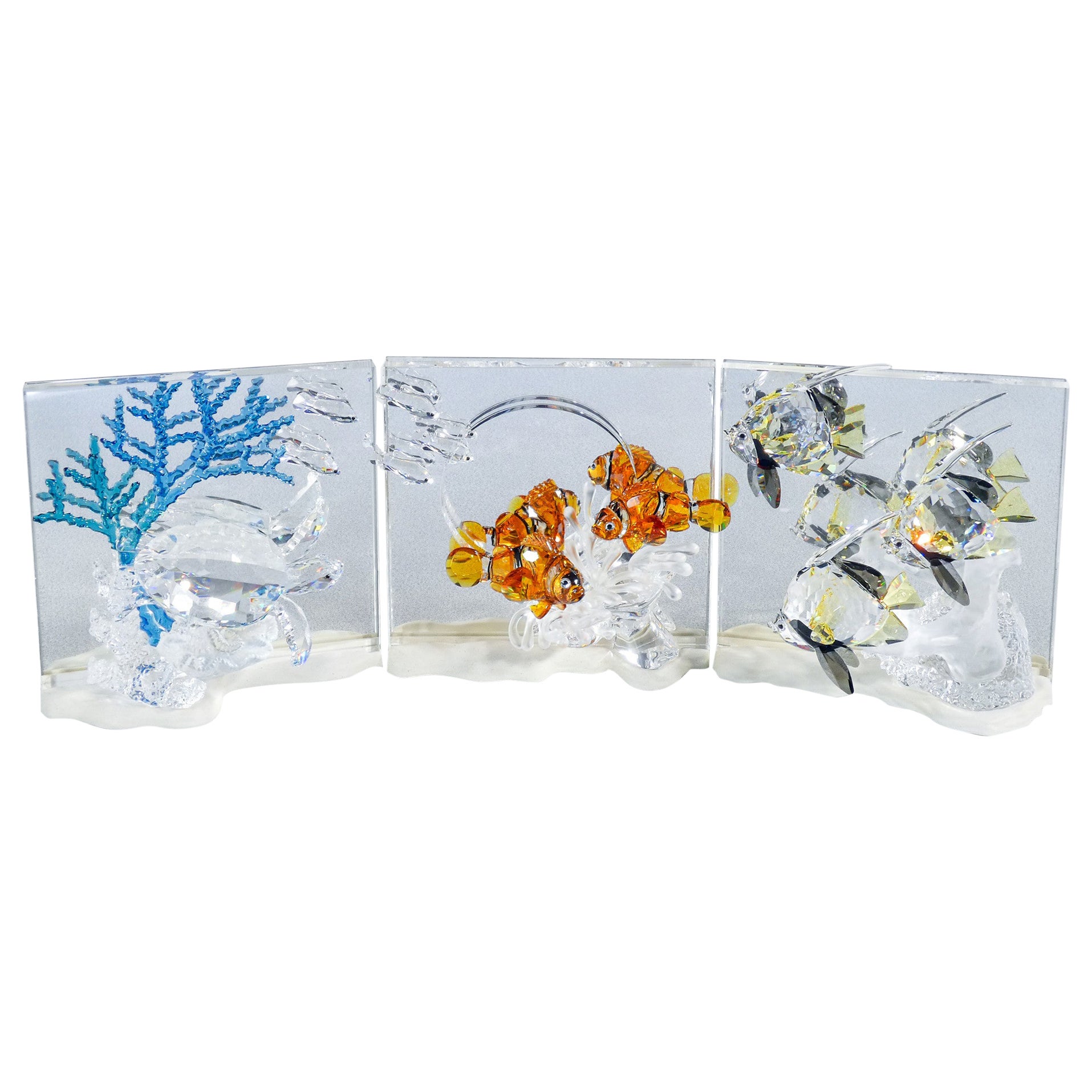 SWAROVSKI "Wonders of the Sea" Crystal Sculpture, Triptych. Austria, 2005–2007 For Sale