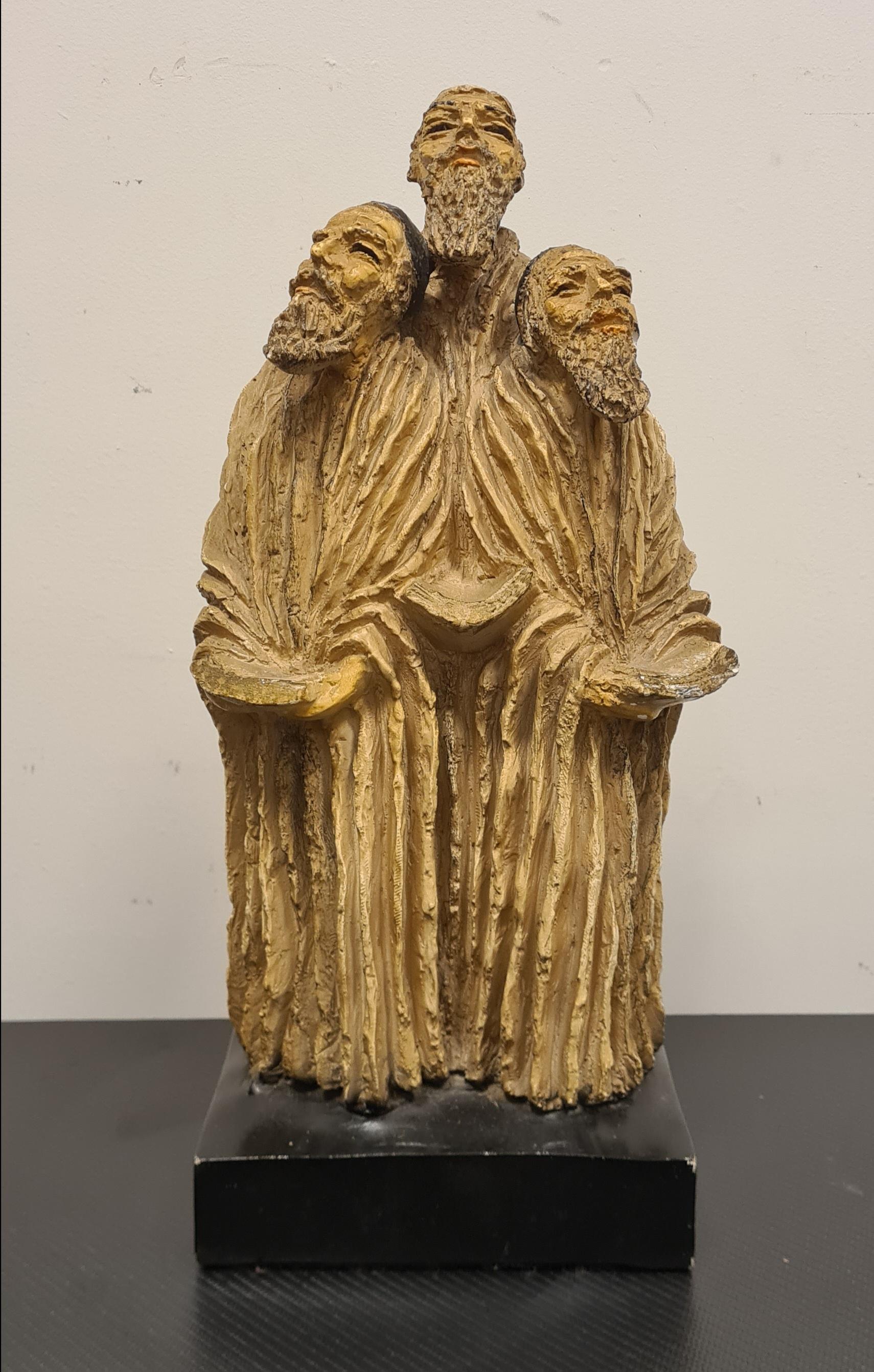 American Glazed stoneware sculpture depicting trio of Jewish cantors For Sale