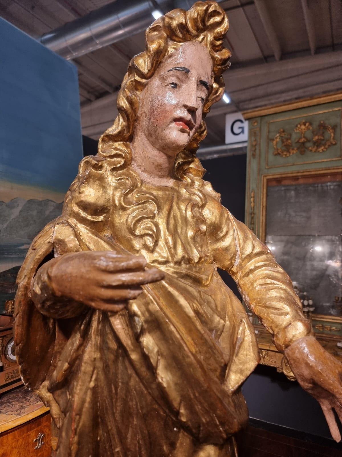 18th Century and Earlier  16th century polychrome wood sculpture For Sale
