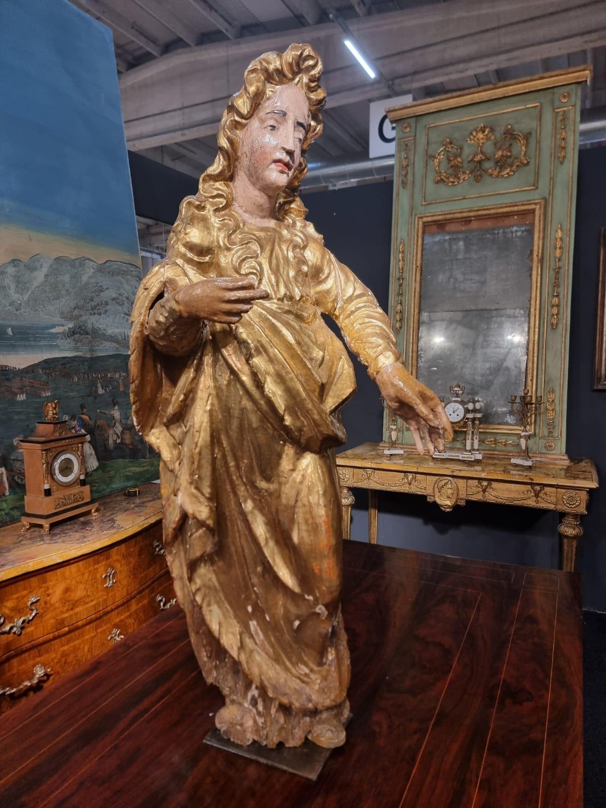18th Century and Earlier  16th century polychrome wood sculpture For Sale