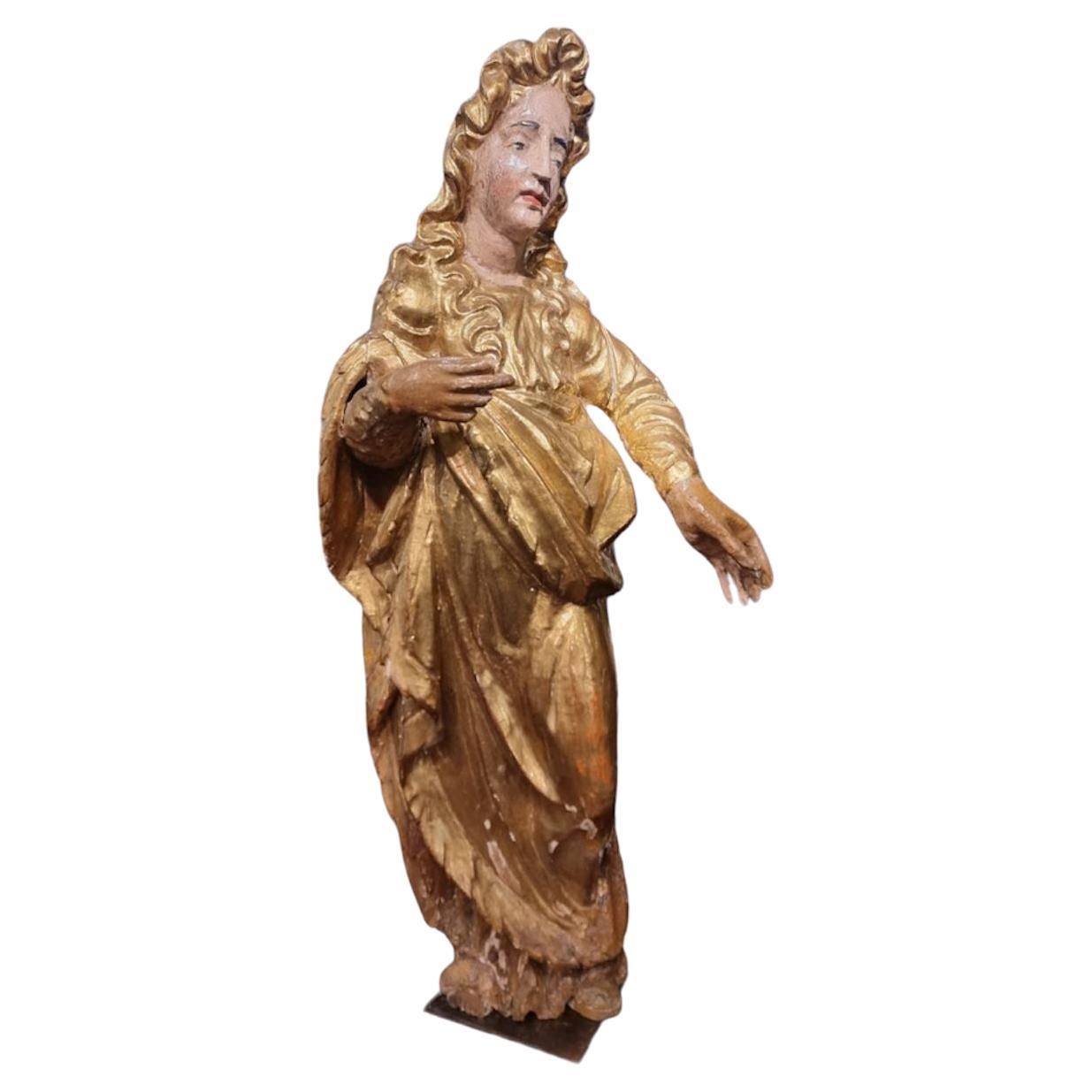  16th century polychrome wood sculpture For Sale