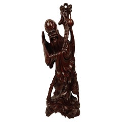 Talla de madera de teca de un sabio - hacia 1890, China