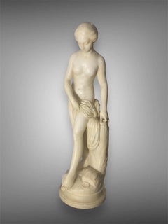 19th century white Carrara marble sculpture "Bathing Venus"