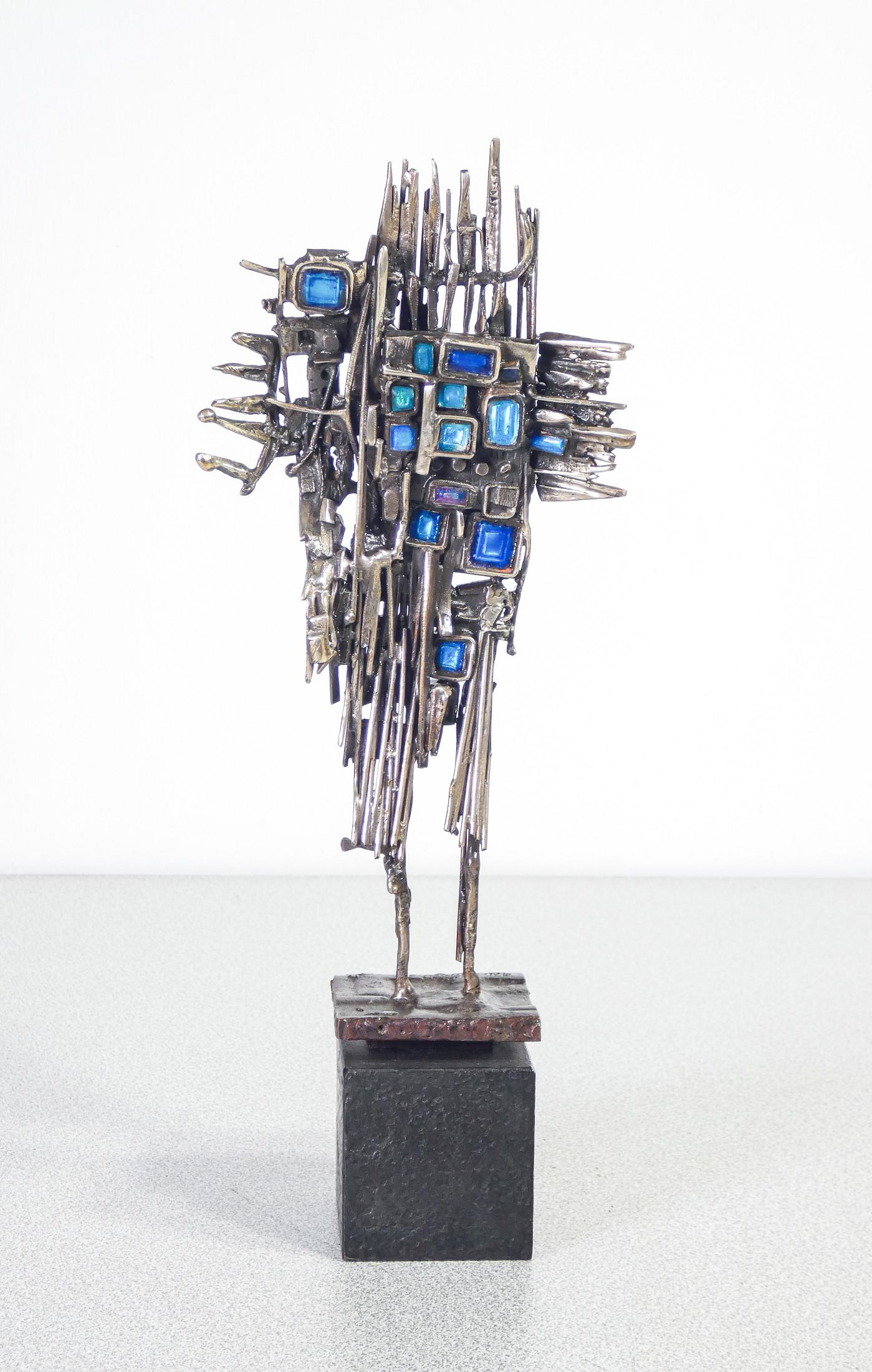 Italian Metal and enamel sculpture, signed DEL CAMPO. Turin, 1965 For Sale