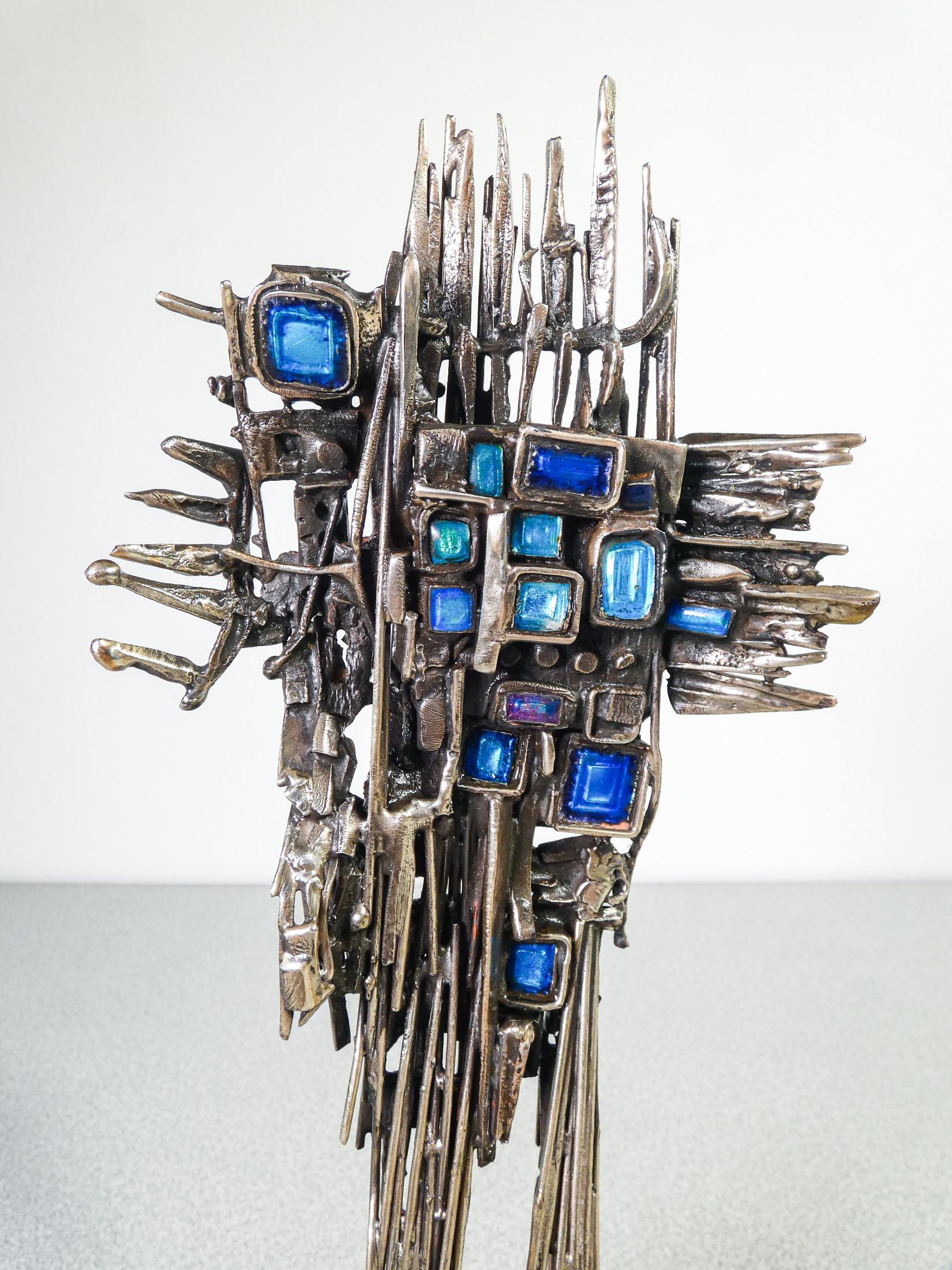 Metal and enamel sculpture, signed DEL CAMPO. Turin, 1965 In Excellent Condition For Sale In Torino, IT