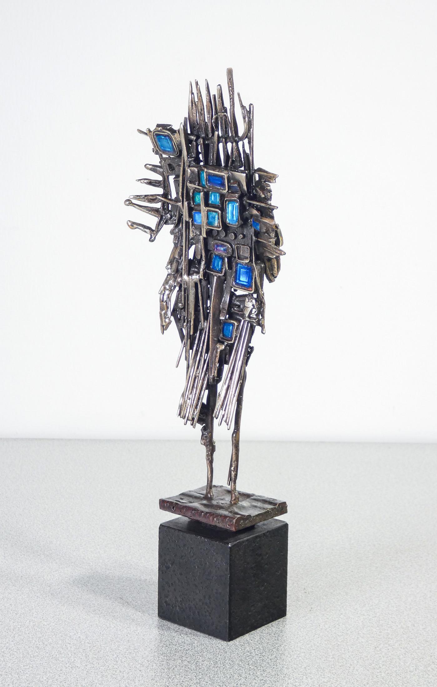Mid-20th Century Metal and enamel sculpture, signed DEL CAMPO. Turin, 1965 For Sale