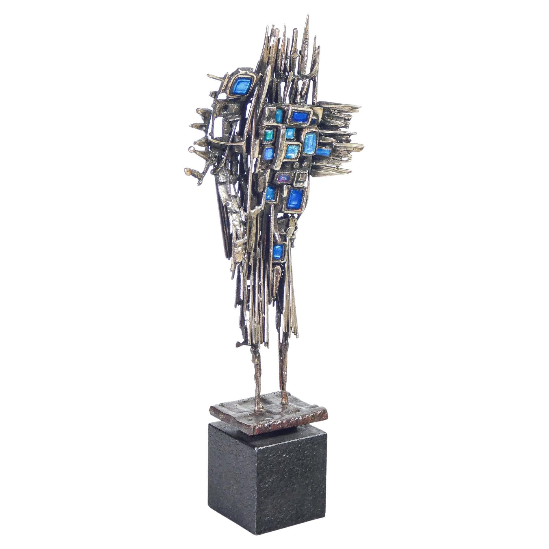 Metal and enamel sculpture, signed DEL CAMPO. Turin, 1965 For Sale