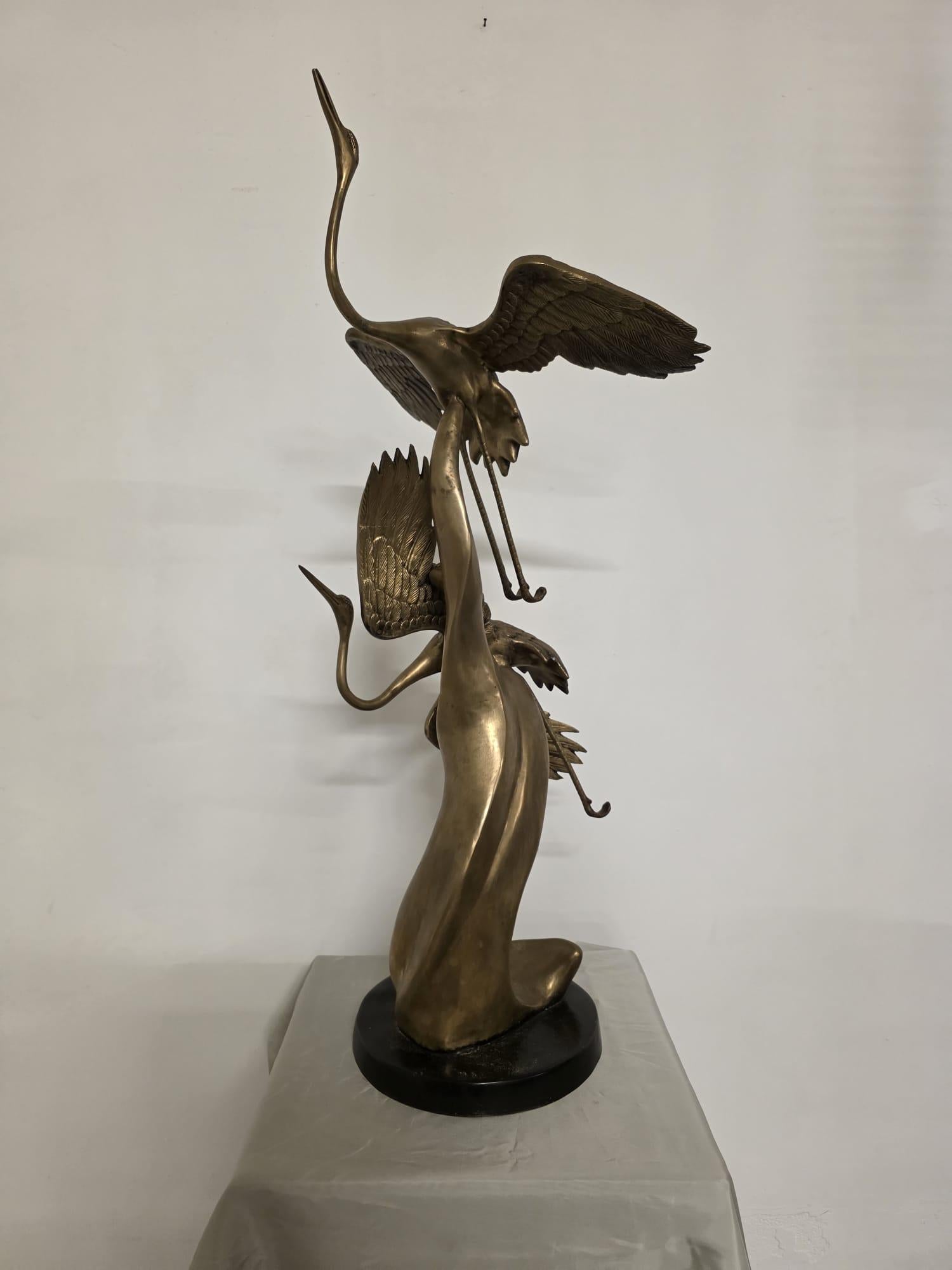 Scultura in ottone, raffigurante Aironi Cenerini in volo, anni 40' en vente 4