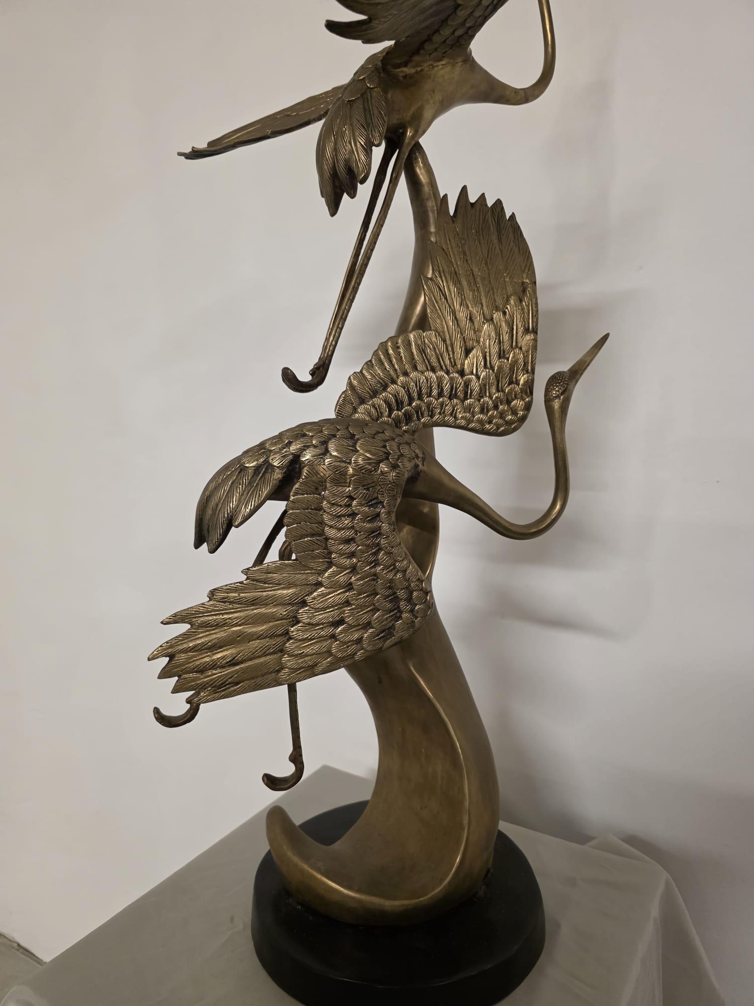 Scultura in ottone, raffigurante Aironi Cenerini in volo, anni 40' en vente 5