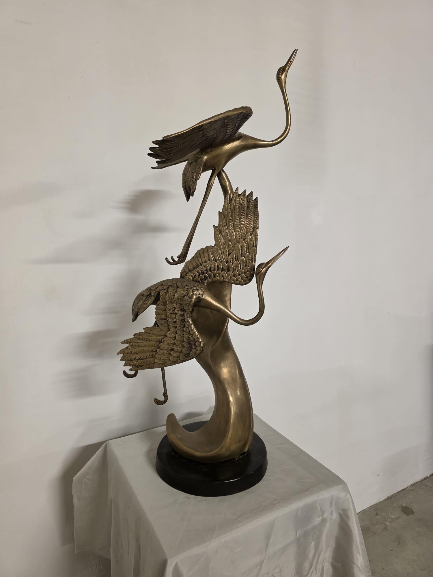 Scultura in ottone, raffigurante Aironi Cenerini in volo, anni 40' en vente 6