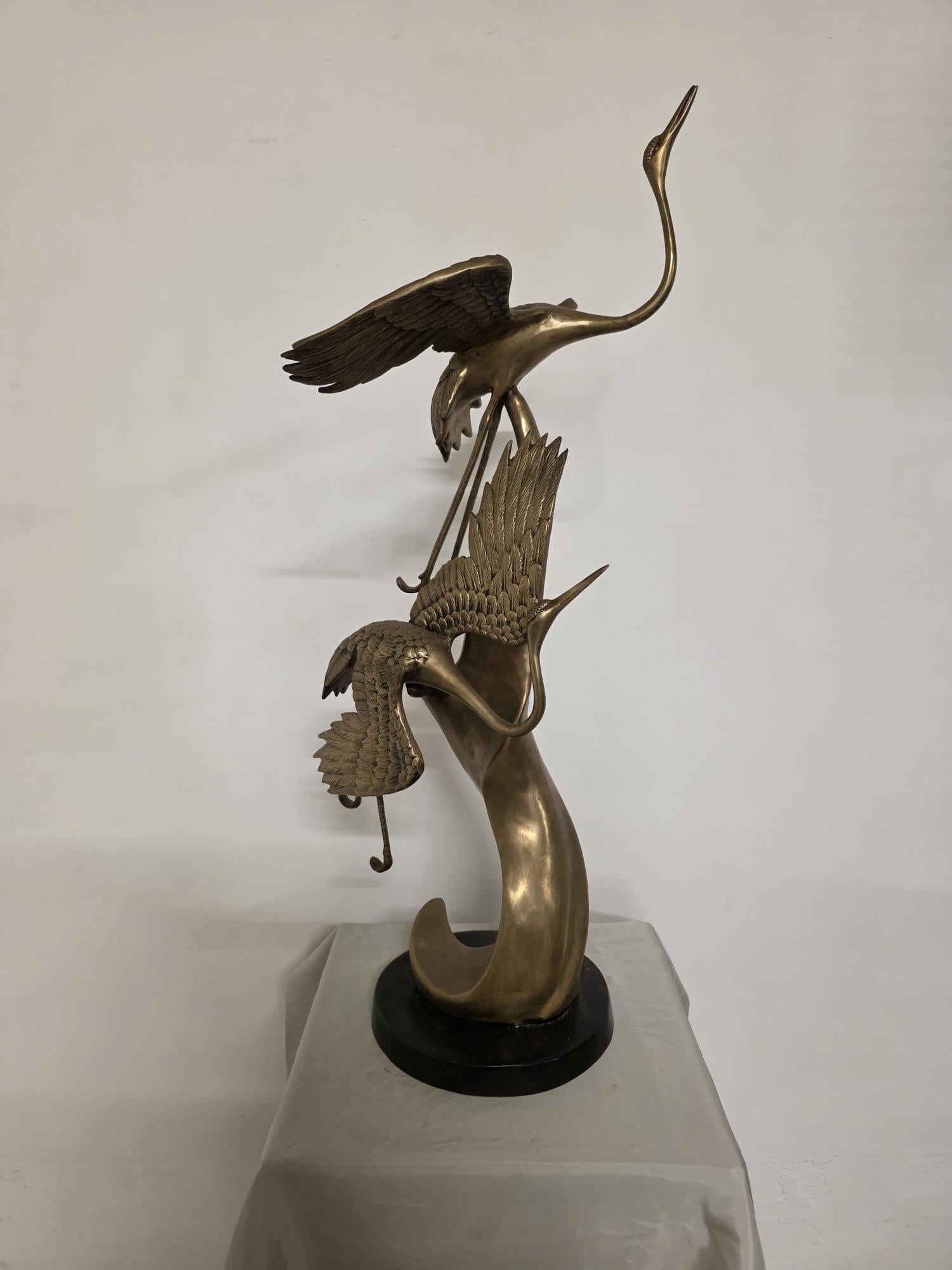 Scultura in ottone, raffigurante Aironi Cenerini in volo, anni 40' en vente 7