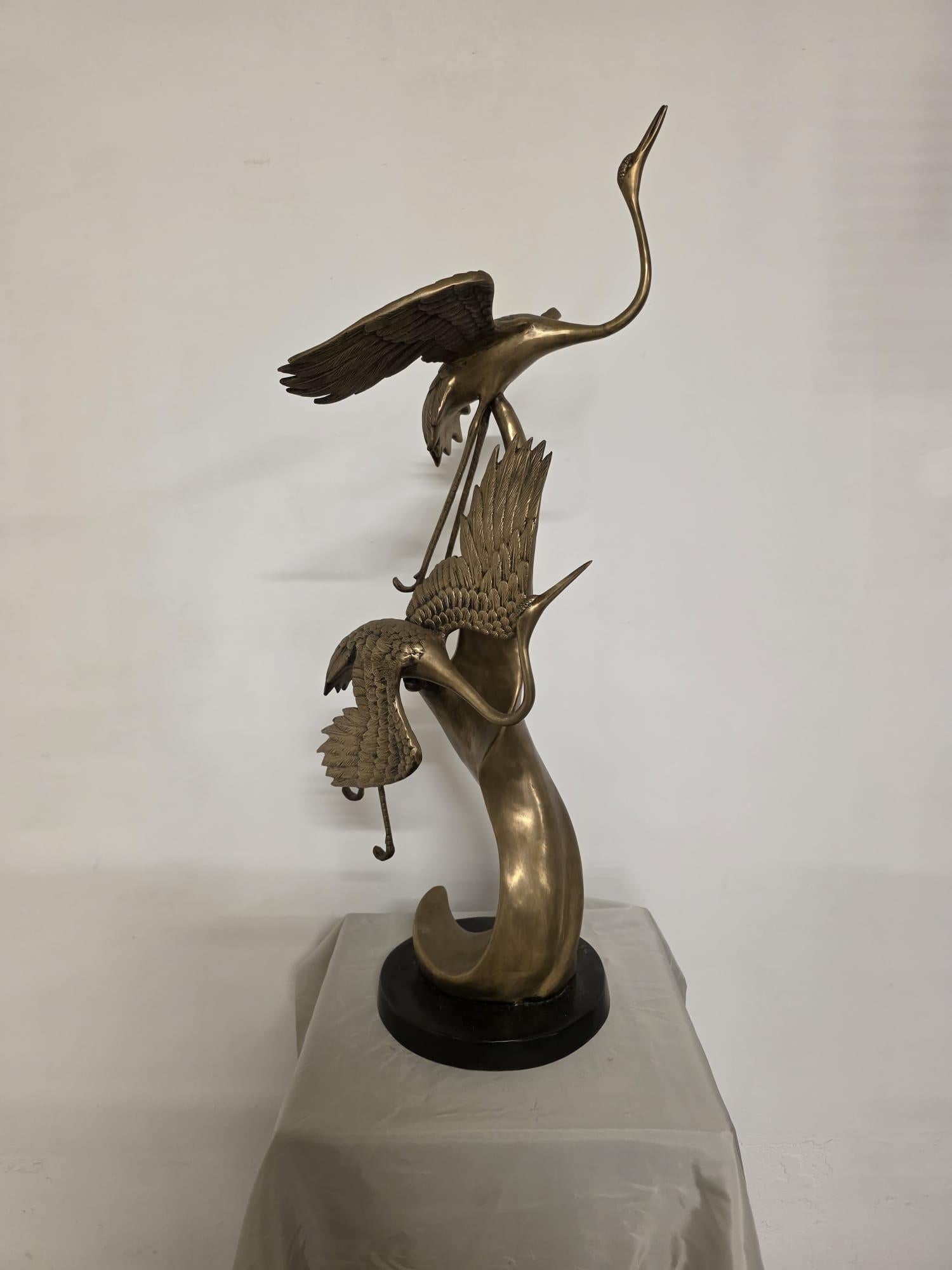 Scultura in ottone, raffigurante Aironi Cenerini in volo, anni 40' en vente 8