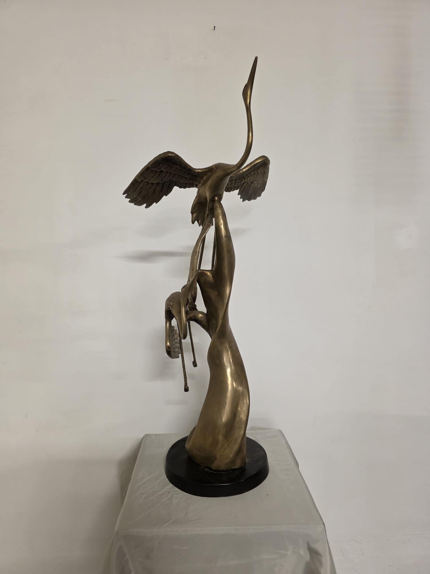 Scultura in ottone, raffigurante Aironi Cenerini in volo, anni 40' en vente 9
