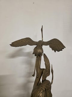 Messingskulptur, die Graureiher im Flug darstellt, 1940er Jahre