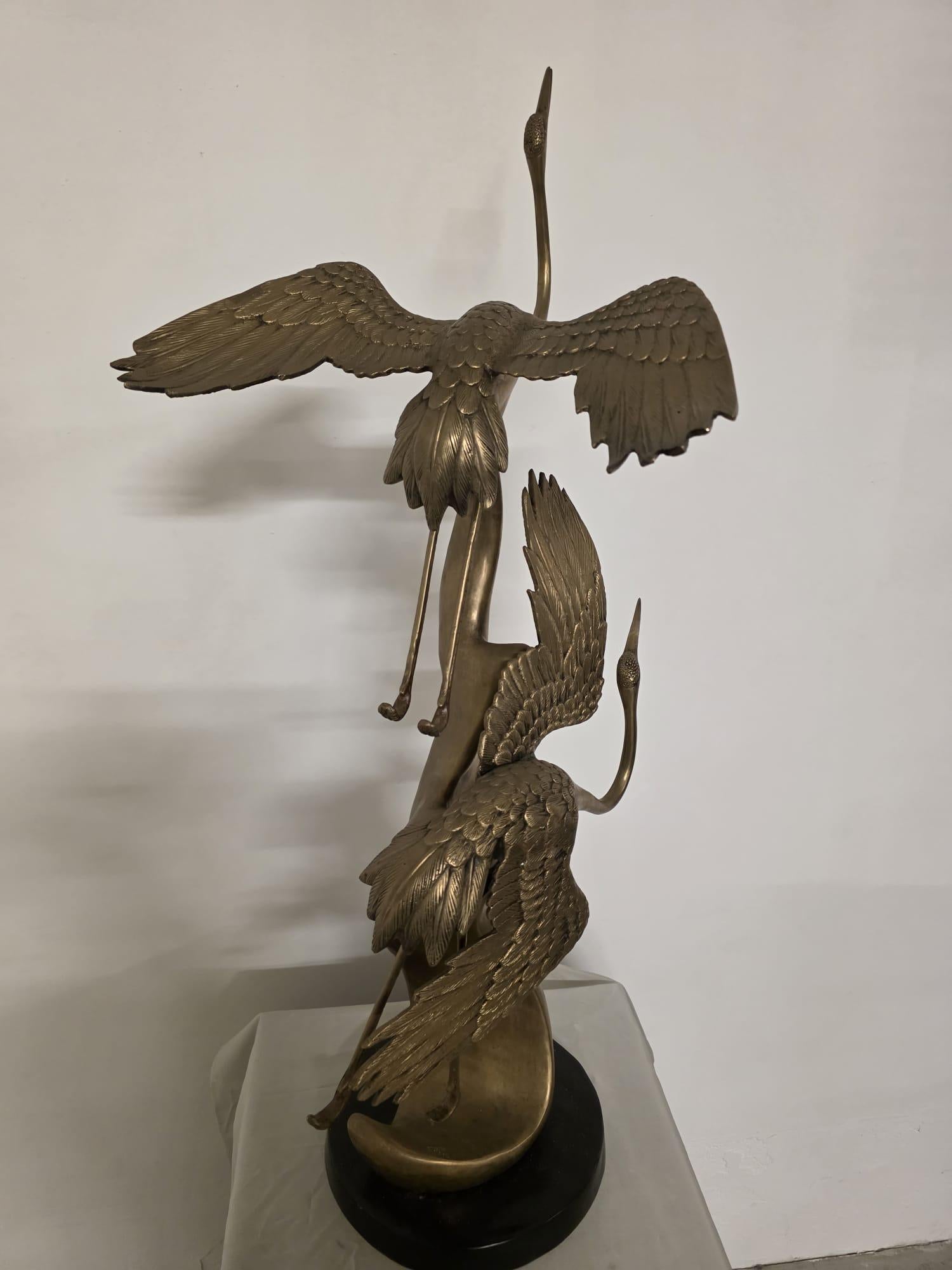 Scultura in ottone, raffigurante Aironi Cenerini in volo, anni 40' en vente 1