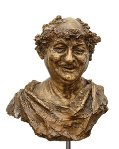 Terracotta sculpture with bust of togatus Adolfo Laurenti