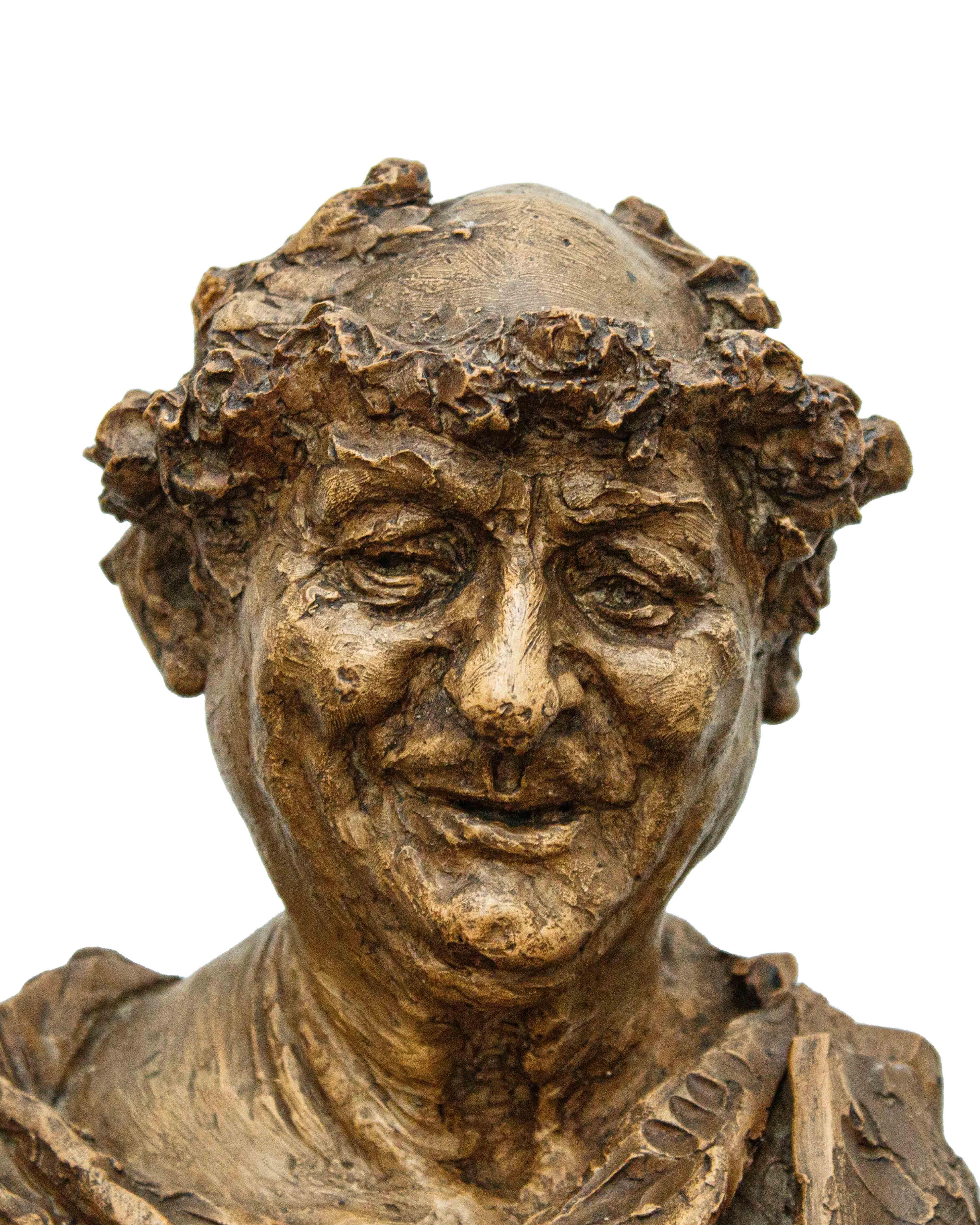 Italian Terracotta sculpture with bust of togatus Adolfo Laurenti For Sale